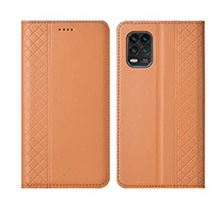 Custodia Portafoglio In Pelle Cover con Supporto L01 per Xiaomi Mi 10 Lite Arancione