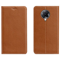 Custodia Portafoglio In Pelle Cover con Supporto L01 per Xiaomi Redmi K30 Pro 5G Arancione