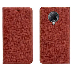 Custodia Portafoglio In Pelle Cover con Supporto L01 per Xiaomi Redmi K30 Pro Zoom Marrone