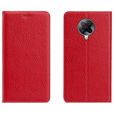 Custodia Portafoglio In Pelle Cover con Supporto L01 per Xiaomi Redmi K30 Pro Zoom Rosso