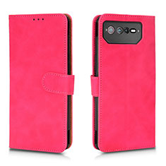 Custodia Portafoglio In Pelle Cover con Supporto L01Z per Asus ROG Phone 6 Pro Rosa Caldo