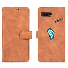 Custodia Portafoglio In Pelle Cover con Supporto L01Z per Asus ROG Phone II ZS660KL Marrone