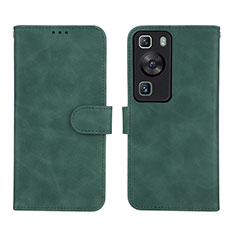 Custodia Portafoglio In Pelle Cover con Supporto L01Z per Huawei P60 Pro Verde