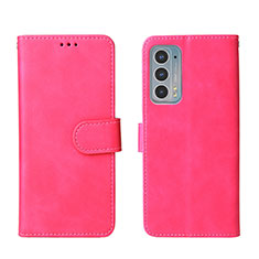 Custodia Portafoglio In Pelle Cover con Supporto L01Z per Motorola Moto Edge Lite 5G Rosa Caldo