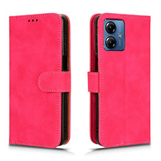 Custodia Portafoglio In Pelle Cover con Supporto L01Z per Motorola Moto G14 Rosa Caldo
