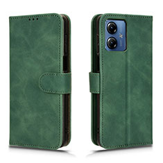 Custodia Portafoglio In Pelle Cover con Supporto L01Z per Motorola Moto G14 Verde
