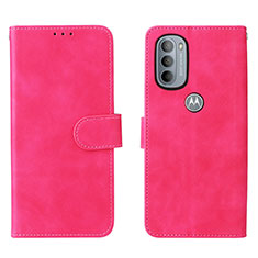 Custodia Portafoglio In Pelle Cover con Supporto L01Z per Motorola Moto G31 Rosa Caldo