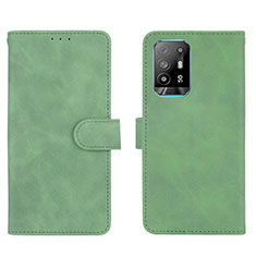 Custodia Portafoglio In Pelle Cover con Supporto L01Z per Oppo F19 Pro+ Plus 5G Verde