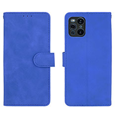 Custodia Portafoglio In Pelle Cover con Supporto L01Z per Oppo Find X3 5G Blu