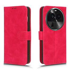 Custodia Portafoglio In Pelle Cover con Supporto L01Z per Oppo Find X6 Pro 5G Rosa Caldo