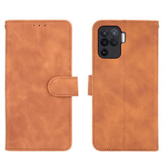 Custodia Portafoglio In Pelle Cover con Supporto L01Z per Oppo Reno5 Lite Marrone