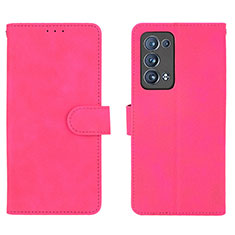 Custodia Portafoglio In Pelle Cover con Supporto L01Z per Oppo Reno6 Pro+ Plus 5G Rosa Caldo