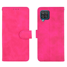 Custodia Portafoglio In Pelle Cover con Supporto L01Z per Samsung Galaxy A12 Rosa Caldo