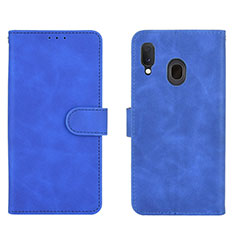 Custodia Portafoglio In Pelle Cover con Supporto L01Z per Samsung Galaxy A20 Blu