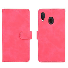 Custodia Portafoglio In Pelle Cover con Supporto L01Z per Samsung Galaxy A20 Rosa Caldo