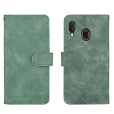 Custodia Portafoglio In Pelle Cover con Supporto L01Z per Samsung Galaxy A20 Verde