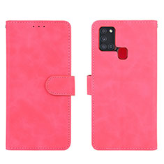 Custodia Portafoglio In Pelle Cover con Supporto L01Z per Samsung Galaxy A21s Rosa Caldo
