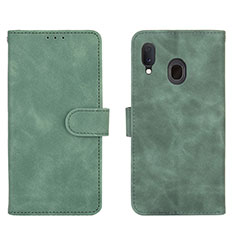 Custodia Portafoglio In Pelle Cover con Supporto L01Z per Samsung Galaxy A30 Verde