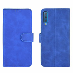 Custodia Portafoglio In Pelle Cover con Supporto L01Z per Samsung Galaxy A7 (2018) A750 Blu
