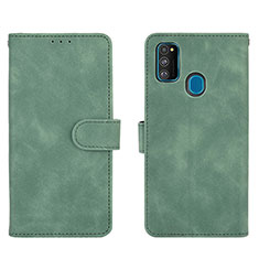 Custodia Portafoglio In Pelle Cover con Supporto L01Z per Samsung Galaxy M21 Verde