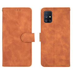 Custodia Portafoglio In Pelle Cover con Supporto L01Z per Samsung Galaxy M51 Marrone