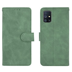 Custodia Portafoglio In Pelle Cover con Supporto L01Z per Samsung Galaxy M51 Verde