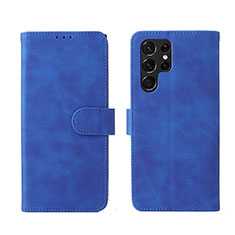 Custodia Portafoglio In Pelle Cover con Supporto L01Z per Samsung Galaxy S22 Ultra 5G Blu