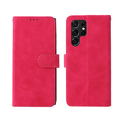 Custodia Portafoglio In Pelle Cover con Supporto L01Z per Samsung Galaxy S22 Ultra 5G Rosa Caldo