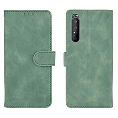 Custodia Portafoglio In Pelle Cover con Supporto L01Z per Sony Xperia 1 II Verde