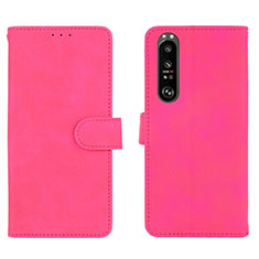 Custodia Portafoglio In Pelle Cover con Supporto L01Z per Sony Xperia 1 III Rosa Caldo