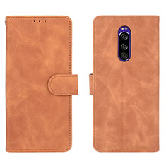 Custodia Portafoglio In Pelle Cover con Supporto L01Z per Sony Xperia 1 Marrone