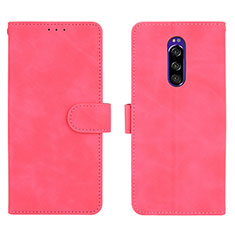 Custodia Portafoglio In Pelle Cover con Supporto L01Z per Sony Xperia 1 Rosa Caldo