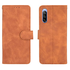 Custodia Portafoglio In Pelle Cover con Supporto L01Z per Sony Xperia 10 III Marrone