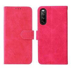Custodia Portafoglio In Pelle Cover con Supporto L01Z per Sony Xperia 10 V Rosa Caldo