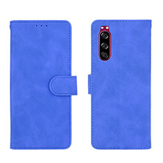 Custodia Portafoglio In Pelle Cover con Supporto L01Z per Sony Xperia 5 Blu