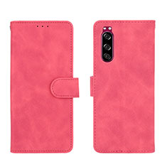 Custodia Portafoglio In Pelle Cover con Supporto L01Z per Sony Xperia 5 II Rosa Caldo