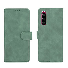 Custodia Portafoglio In Pelle Cover con Supporto L01Z per Sony Xperia 5 II Verde