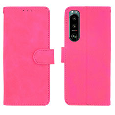 Custodia Portafoglio In Pelle Cover con Supporto L01Z per Sony Xperia 5 III Rosa Caldo