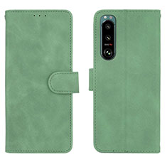 Custodia Portafoglio In Pelle Cover con Supporto L01Z per Sony Xperia 5 III Verde