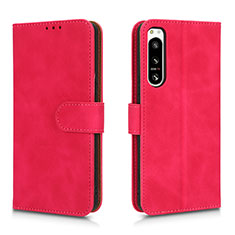 Custodia Portafoglio In Pelle Cover con Supporto L01Z per Sony Xperia 5 IV Rosa Caldo