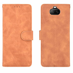 Custodia Portafoglio In Pelle Cover con Supporto L01Z per Sony Xperia 8 Lite Marrone