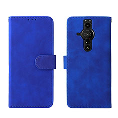 Custodia Portafoglio In Pelle Cover con Supporto L01Z per Sony Xperia PRO-I Blu