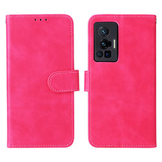 Custodia Portafoglio In Pelle Cover con Supporto L01Z per Vivo X70 Pro 5G Rosa Caldo