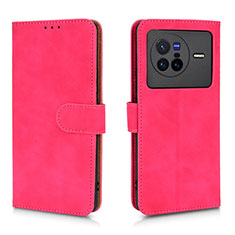 Custodia Portafoglio In Pelle Cover con Supporto L01Z per Vivo X80 5G Rosa Caldo