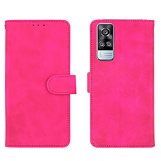 Custodia Portafoglio In Pelle Cover con Supporto L01Z per Vivo Y53s NFC Rosa Caldo