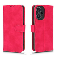Custodia Portafoglio In Pelle Cover con Supporto L01Z per Xiaomi Poco F5 5G Rosa Caldo