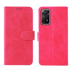 Custodia Portafoglio In Pelle Cover con Supporto L01Z per Xiaomi Redmi Note 11 Pro 4G Rosa Caldo