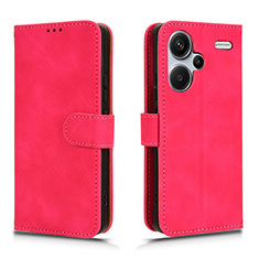 Custodia Portafoglio In Pelle Cover con Supporto L01Z per Xiaomi Redmi Note 13 Pro+ Plus 5G Rosa Caldo