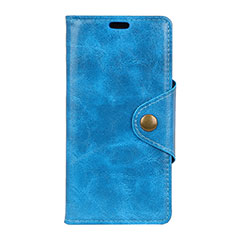 Custodia Portafoglio In Pelle Cover con Supporto L02 per Alcatel 1 Blu