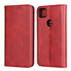 Custodia Portafoglio In Pelle Cover con Supporto L02 per Google Pixel 4a Rosso